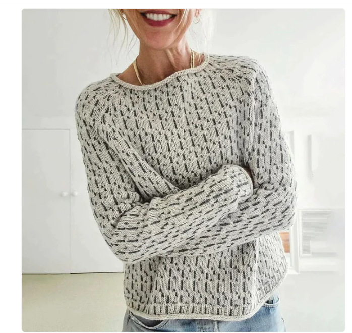 Women's Color-Block Crewneck Pullover Knit Sweater
