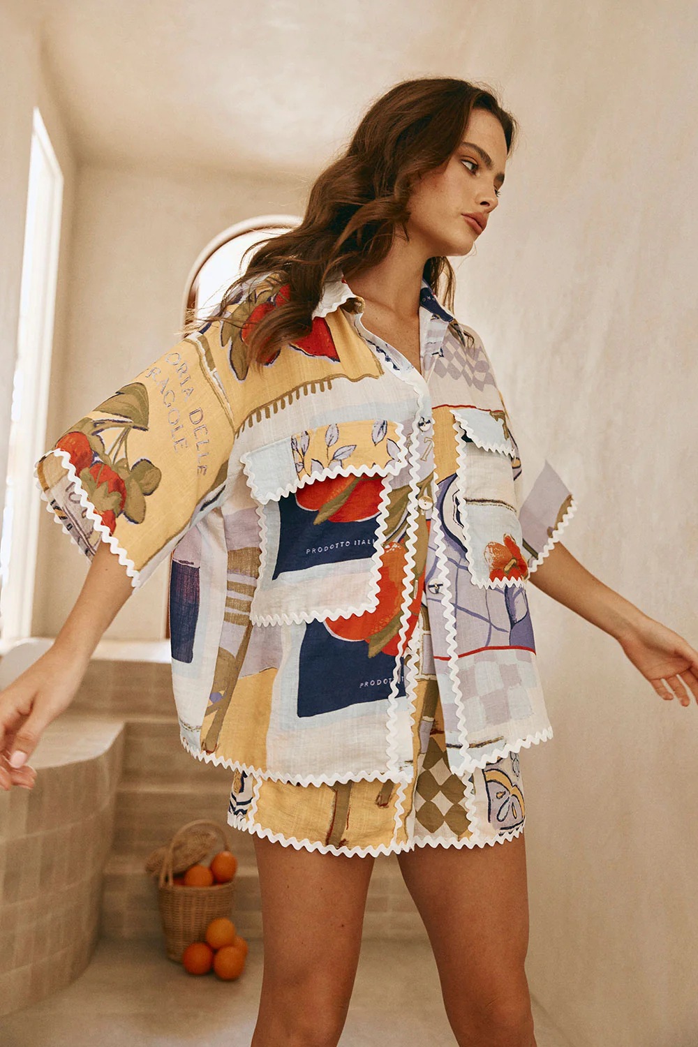 Women's Printed Shirt and Shorts Set Casual Loose Fit