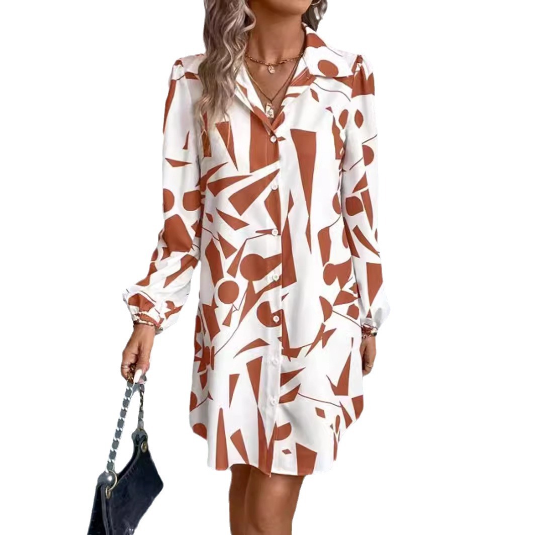 Floral Print Lantern Sleeve Midi Dress with Collar