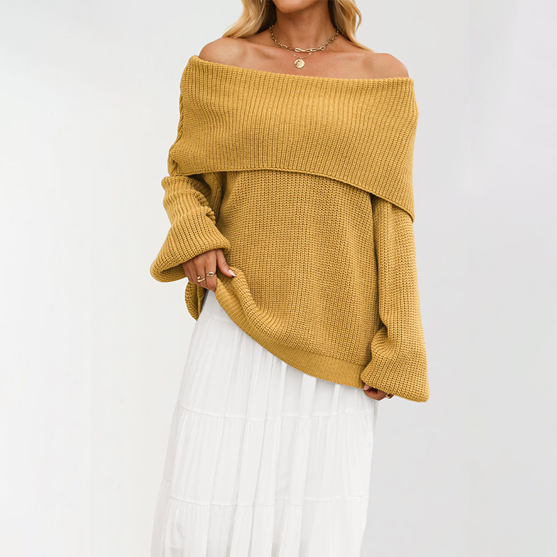 Women's Off-Shoulder Knit Sweater Loose Pullover