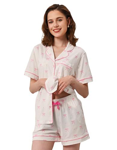 Women's Cuban Collar Short Sleeve Printed Shirt Set
