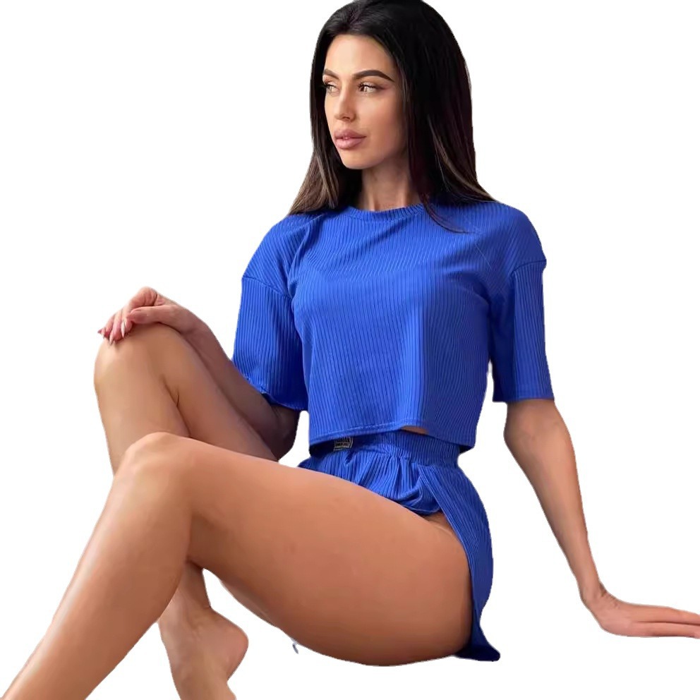 Women's Short Sleeve Crewneck T-Shirt and Shorts Two-Piece Set