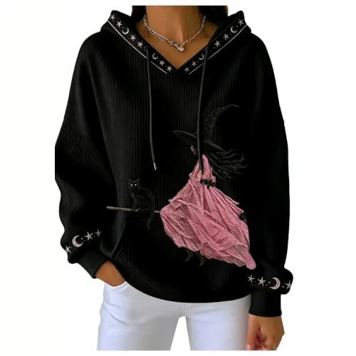 Halloween Witch 3D Print Women's Sweatshirt Casual Loose Pullover