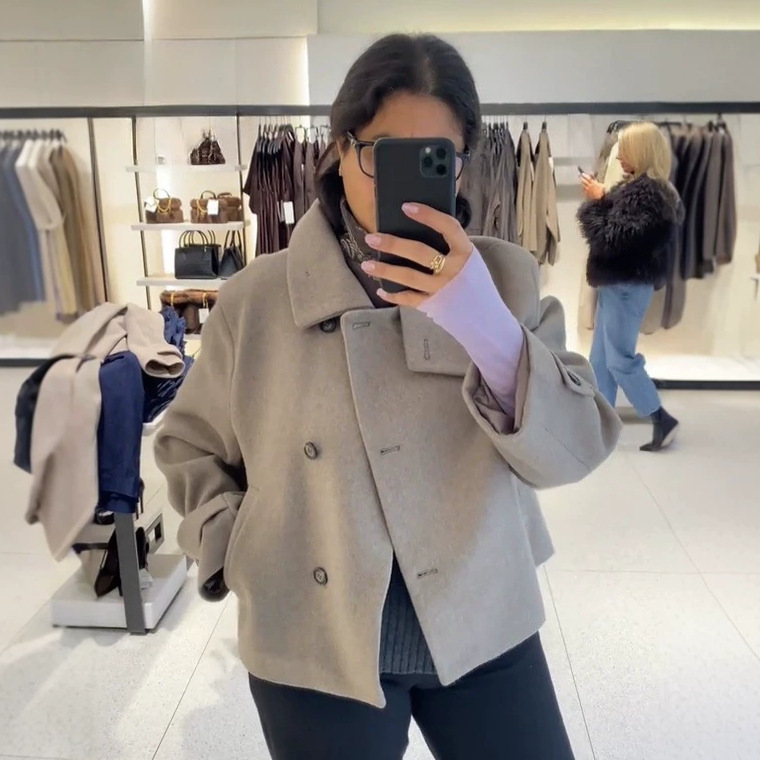 Women's Stand Collar Single-Breasted Jacket Coat