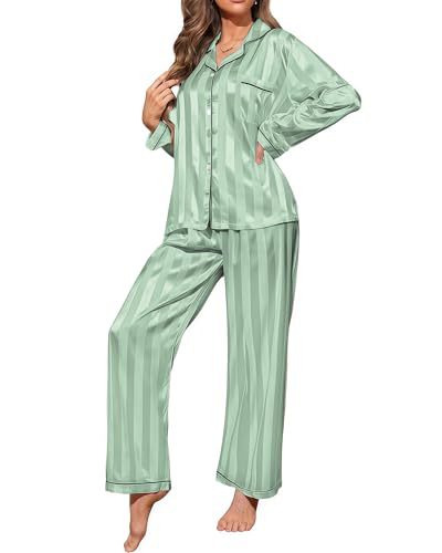 Women's Cuban Collar Striped Print Long Sleeve Top Set