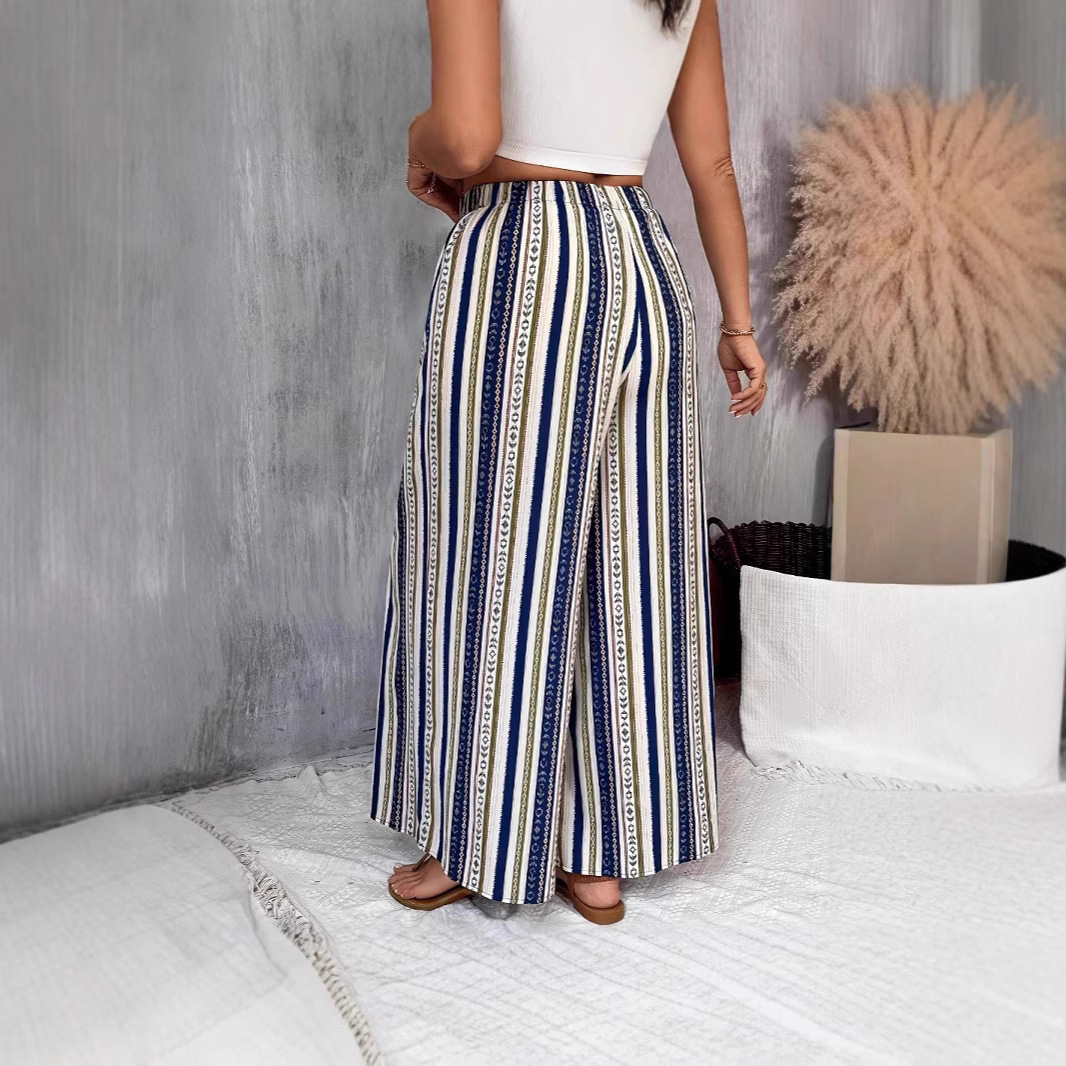 Women's Wide-Leg Printed Pants High Waist Casual
