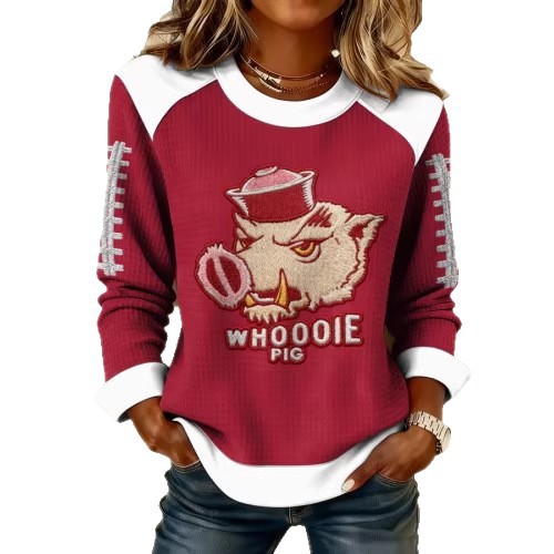Women's Pig Snowman Elephant Letter Print Crewneck Sweatshirt