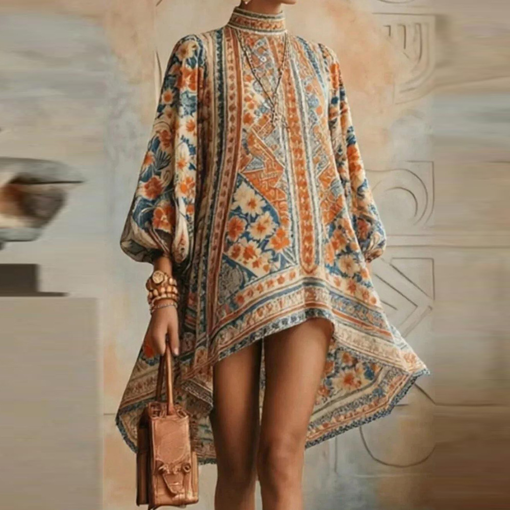 Women's Summer Digital Print Dress Casual Loose Fit