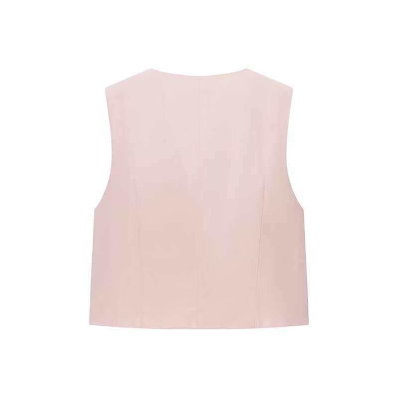 Women's Split-Design Short Vest & Pleated Wide-Leg Pants Set