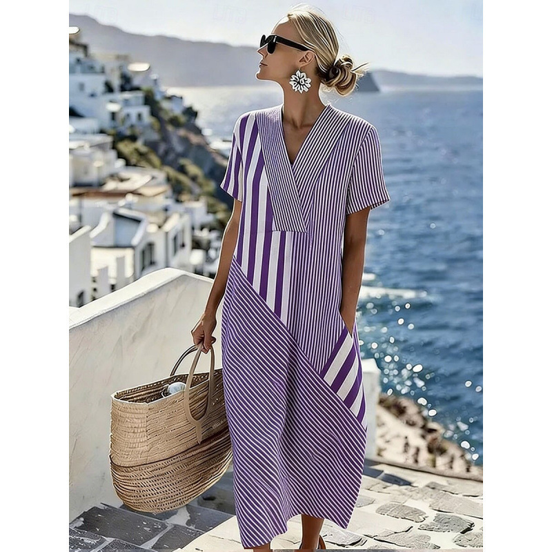 Women's Swirl Polka Dot Print Pleated Midi Dress