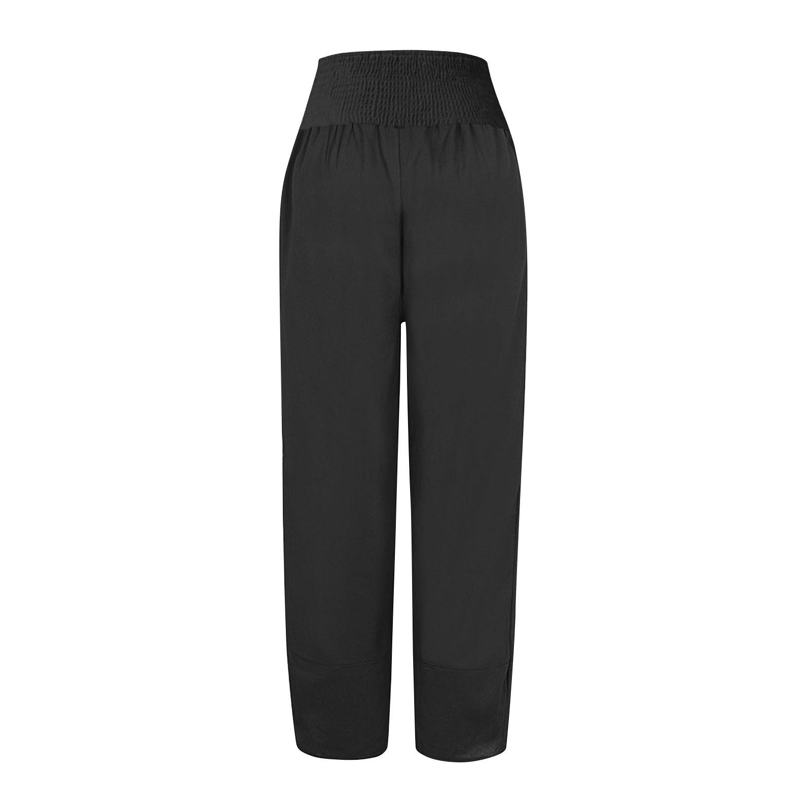 Solid High-Waist Straight-Leg Wide-Leg Pants