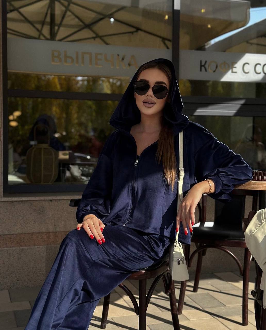 Women's Velvet Hooded Top and Pants Set Solid Color Casual Three-Piece