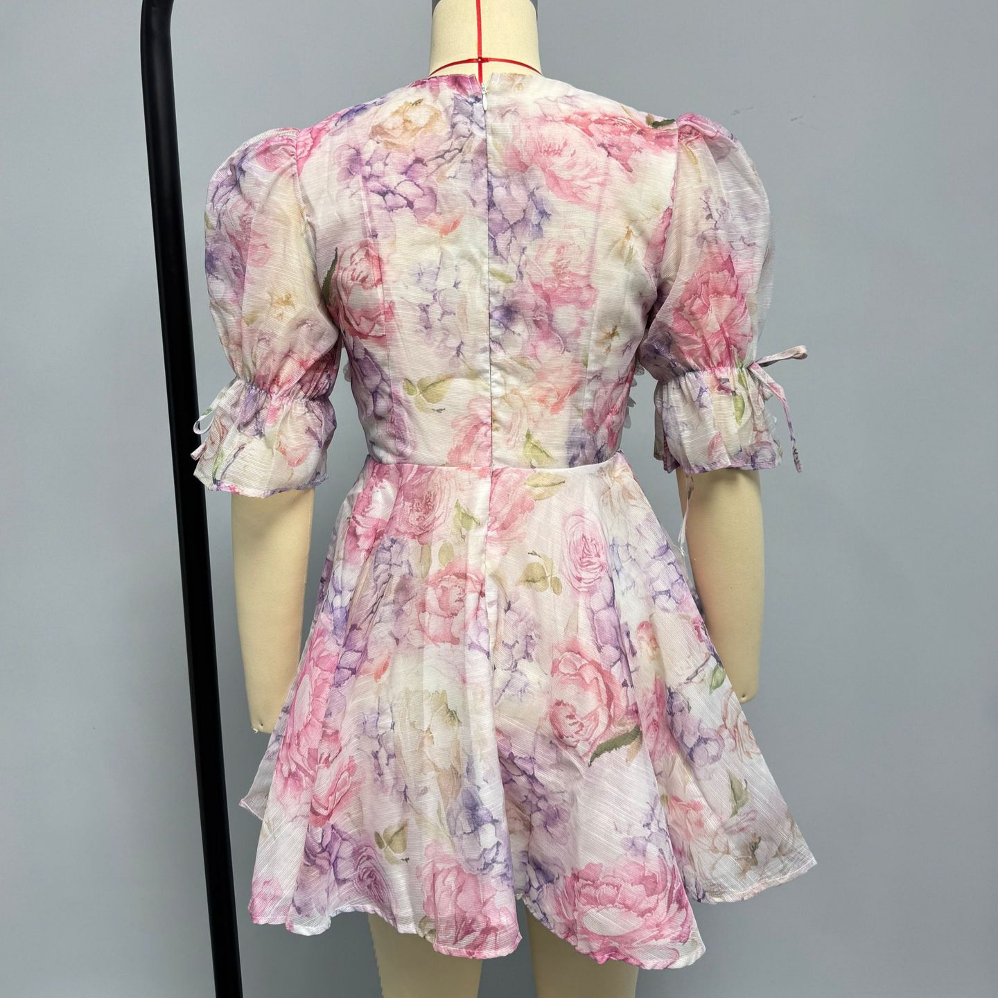 Women's Short Sleeve Chiffon Floral Dress