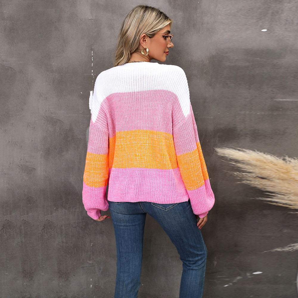 Colorblock Oversized Pullover Sweater