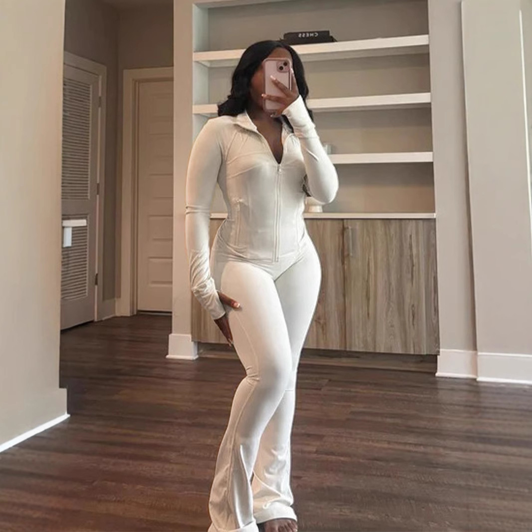 Sexy Slim Long-Sleeve Flared Two-Piece Set