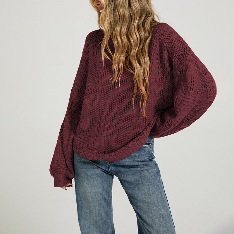 Women's Solid Color Crewneck Knit Pullover Sweater