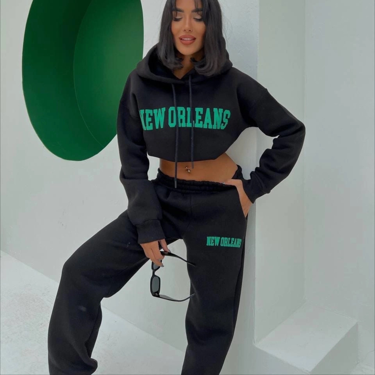 Women's Printed Sweatshirt and Pants Two-Piece Set