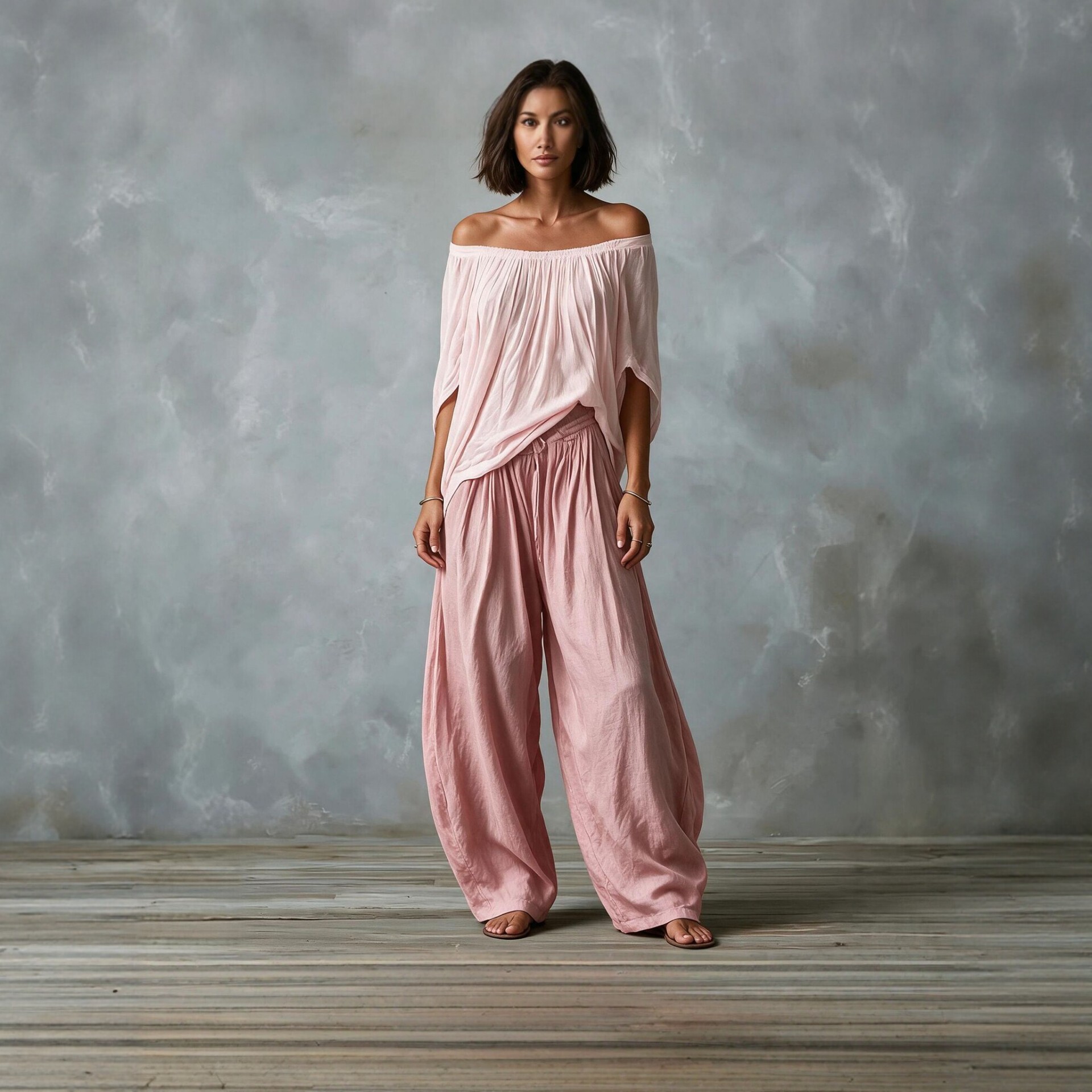Women's Off-Shoulder Top & Wide-Leg Pants Set Casual Two-Piece