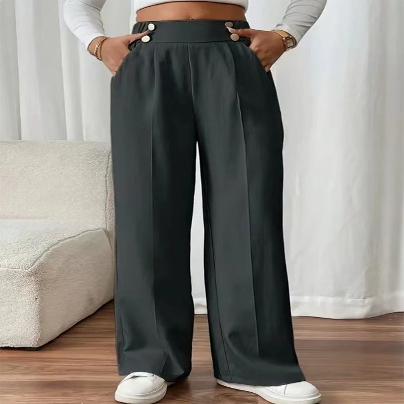 Women's High-Waist Straight-Leg Drapey Wide-Leg Pants