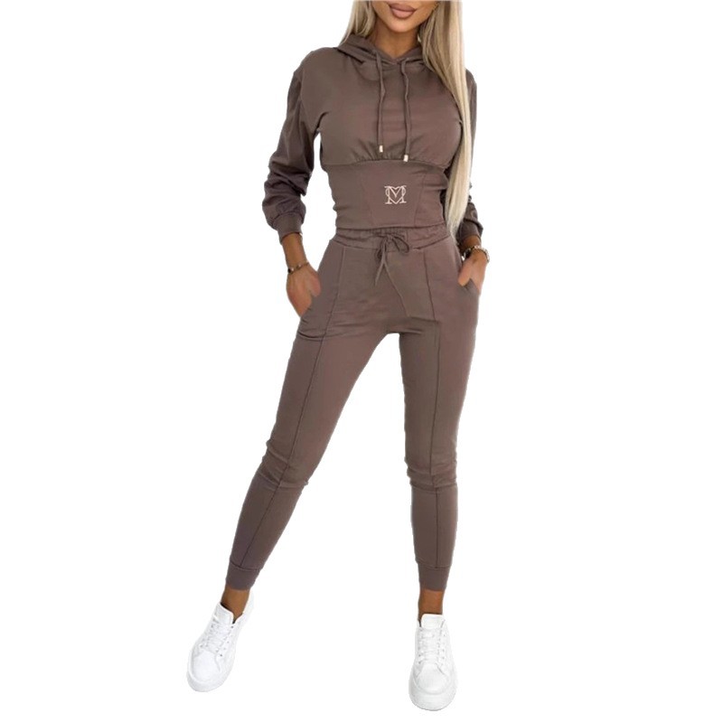 Women's Cinched Waist Hoodie and Pants Set Casual Sporty Two-Piece