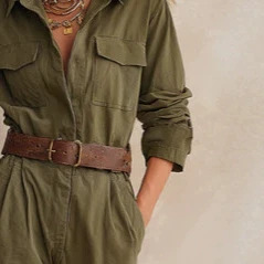 Vintage Army Green Multi-Pocket Jumpsuit