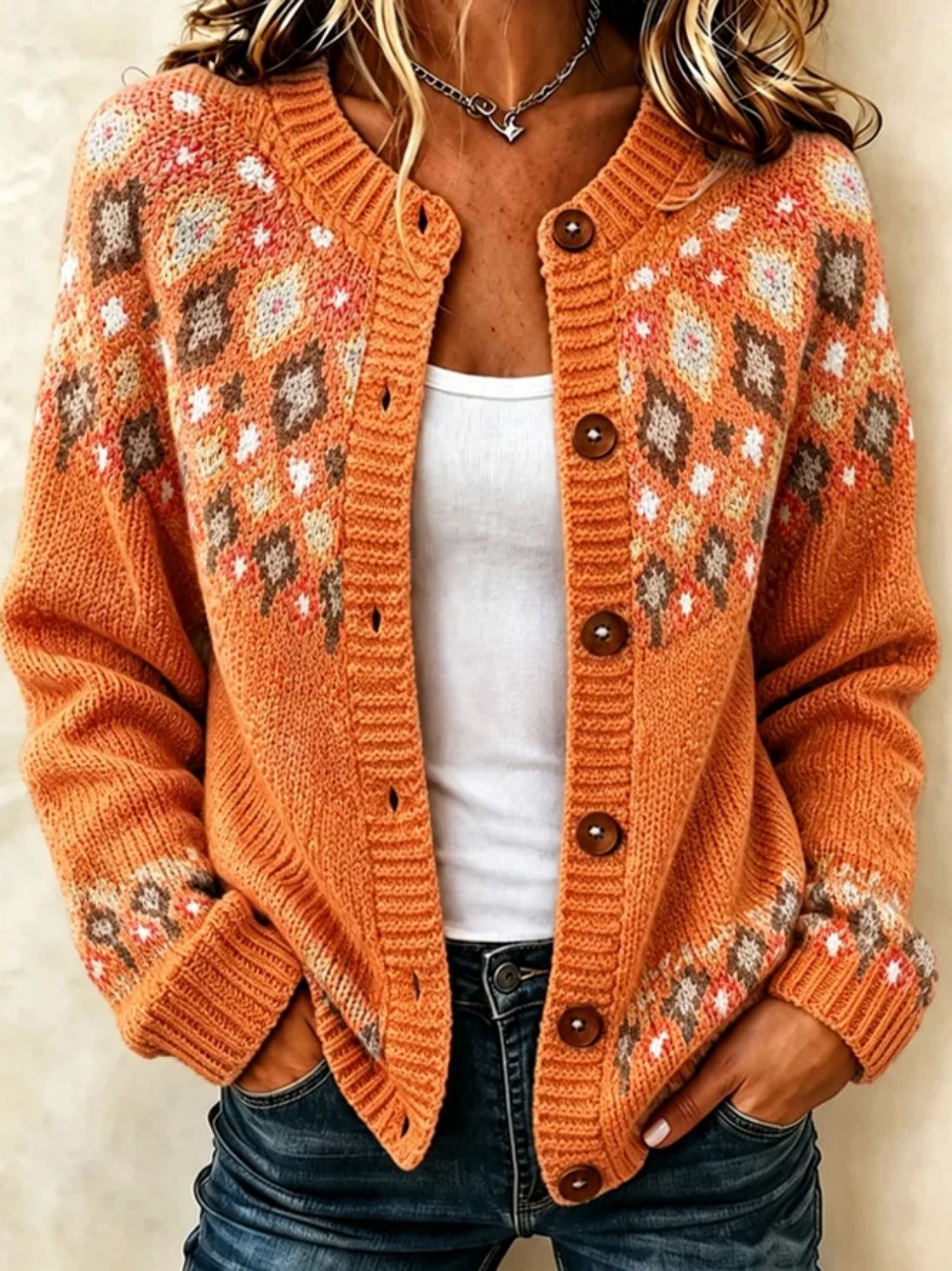 Women's Floral Print Long Cardigan Casual Trendy Knit-Look Sweater