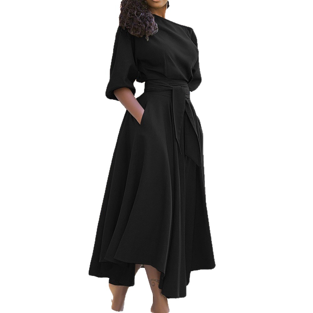 Elegant One-Shoulder High-Waist Long Dress