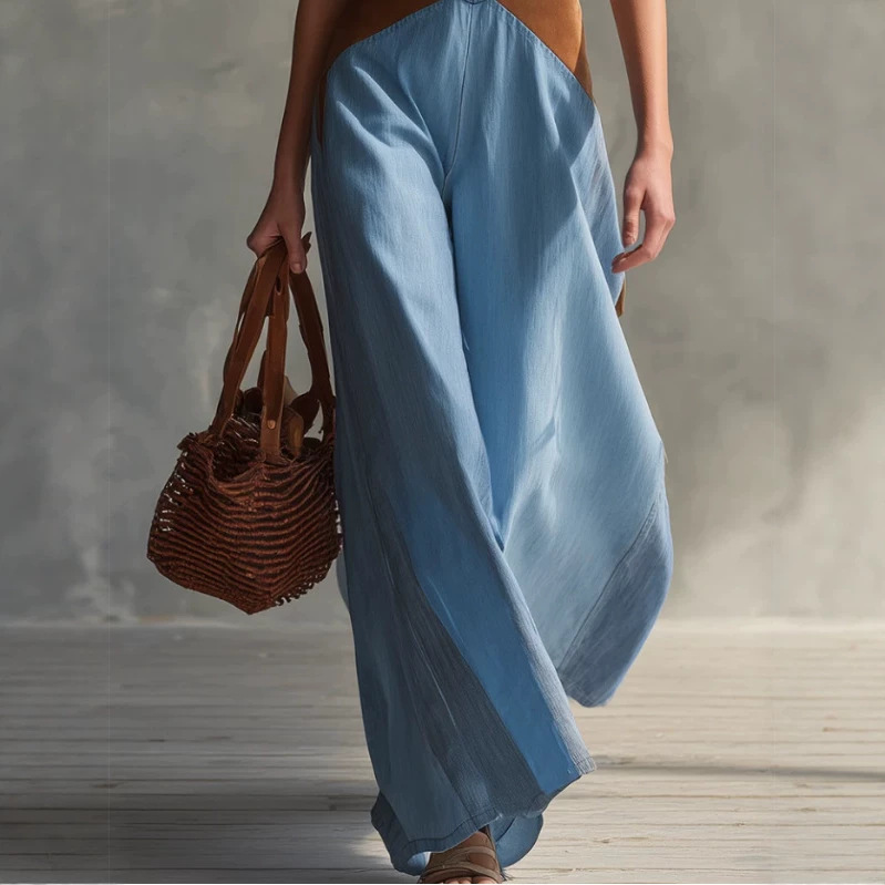 Deep V-Neck Denim Jumpsuit