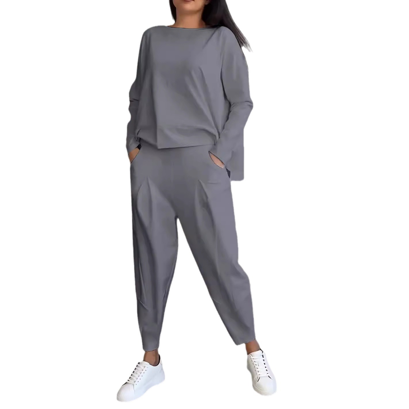 Women's Irregular Long-Sleeve Hoodie and Harem Pants Set