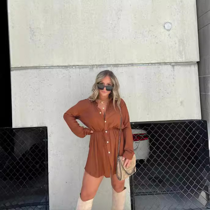 Women's Solid Color Long Sleeve Shirt Bodysuit