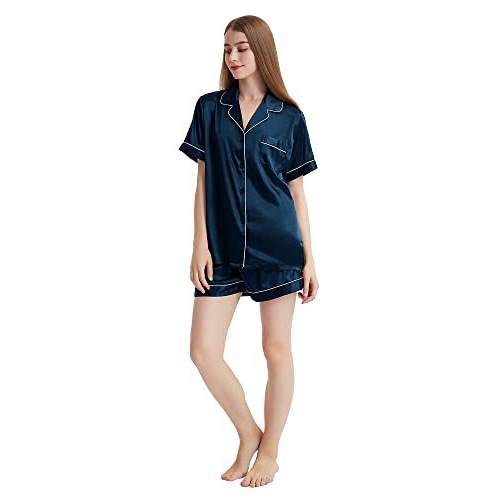 Women's Cuban Collar Short Sleeve Button Set