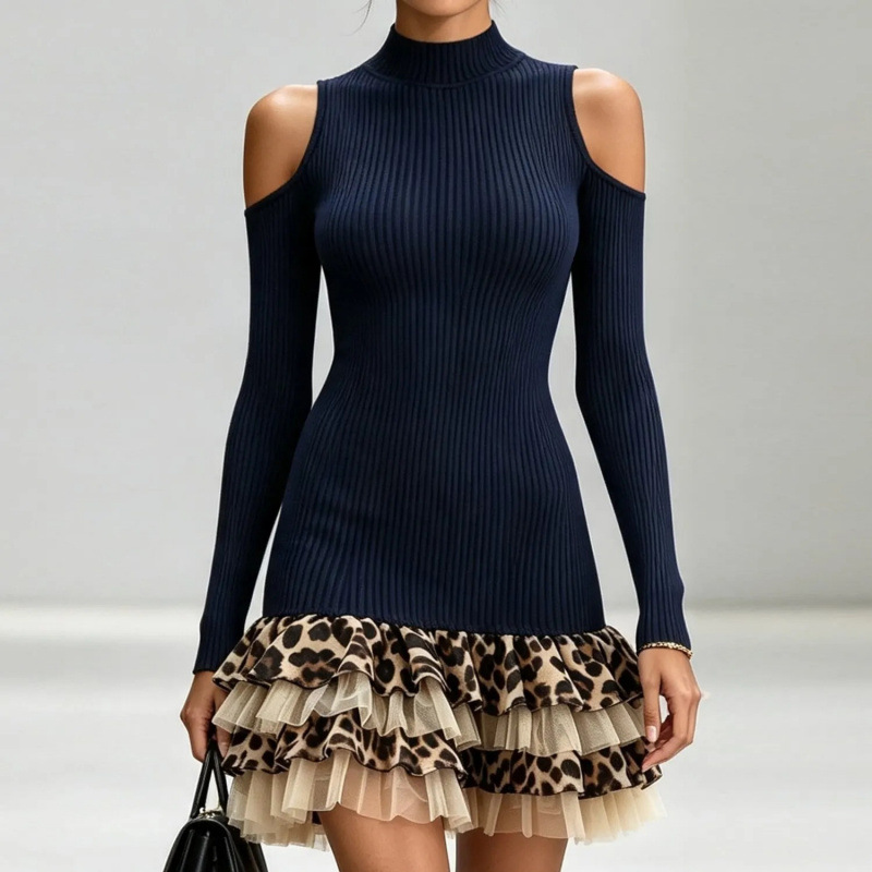 Women's Vintage Rock Leopard Print Bodycon Mini Dress