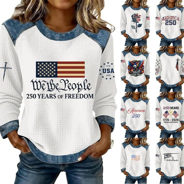 Women's USA Flag Letter Print Sweatshirt