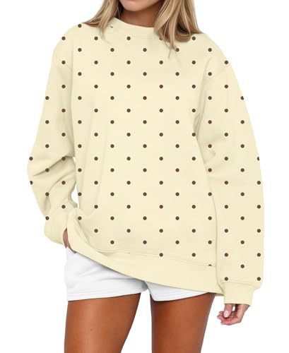 Polka Dot Print Crewneck Sweatshirt for Women