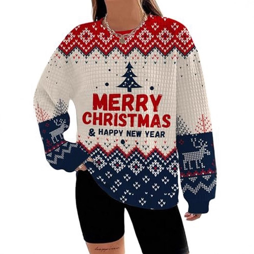 Women's Snowman Reindeer Heart Letter Print Crewneck Sweatshirt