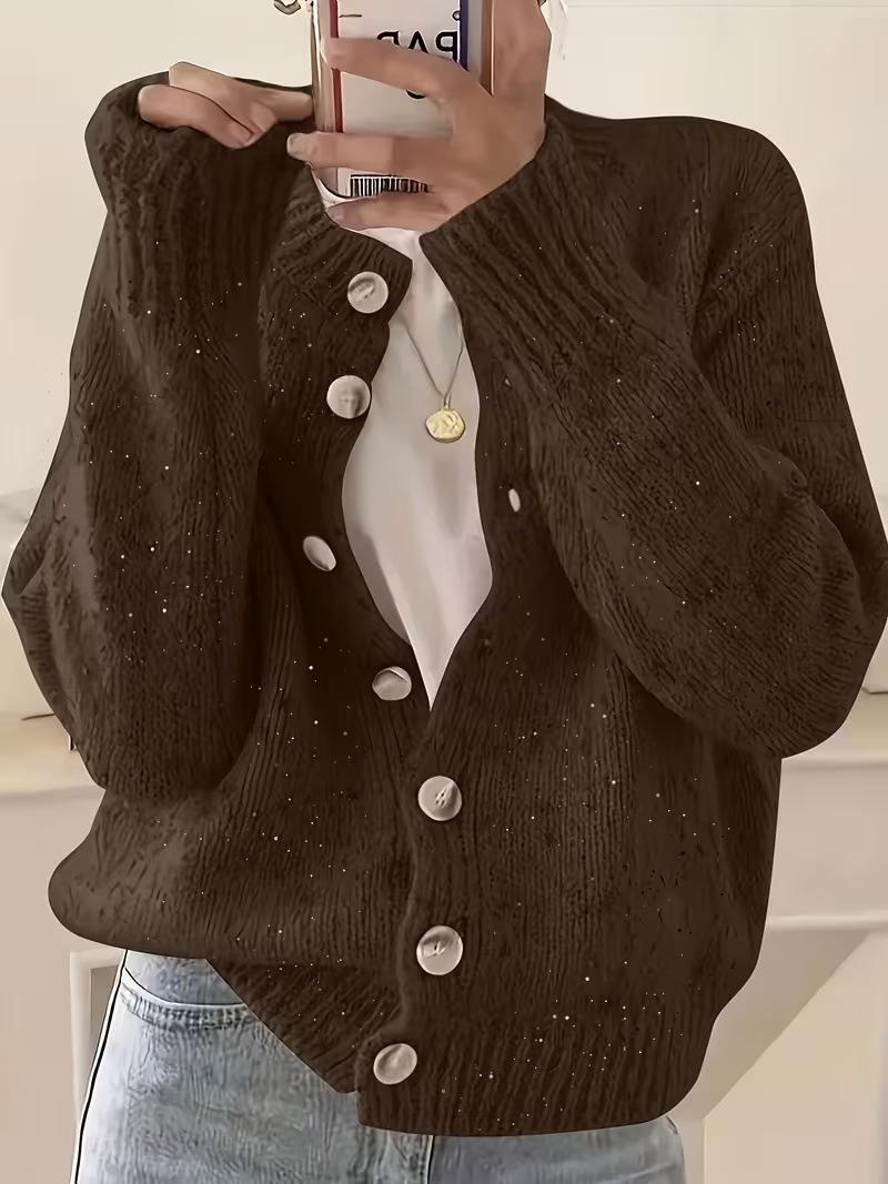 Women's Single-Breasted Knit Cardigan Short Sweater Jacket