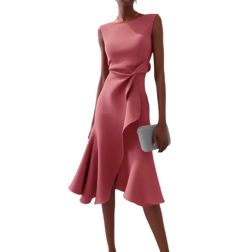 Sleeveless Red Elegant Midi Dress