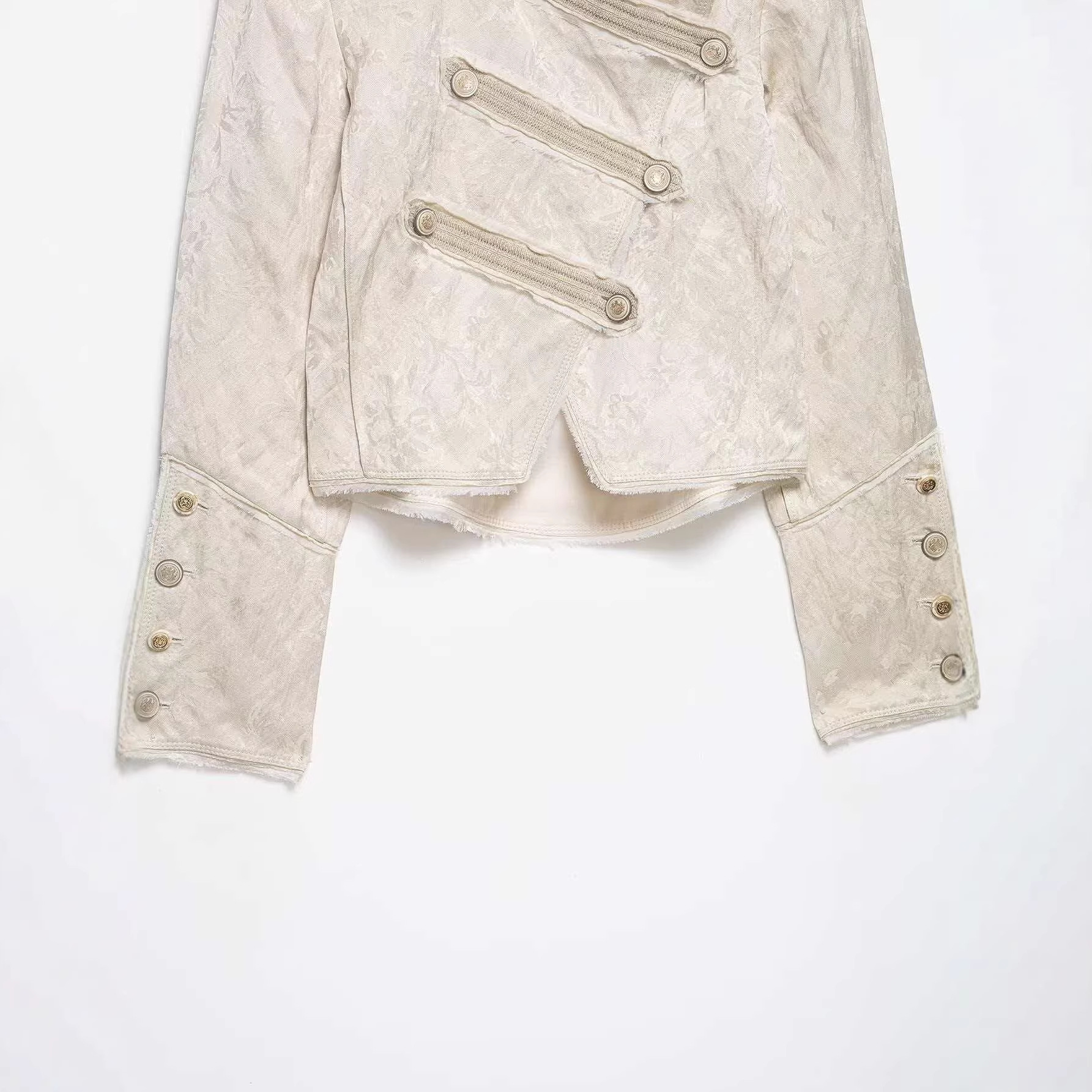 Women's Vintage Jacquard Stand Collar Short Jacket