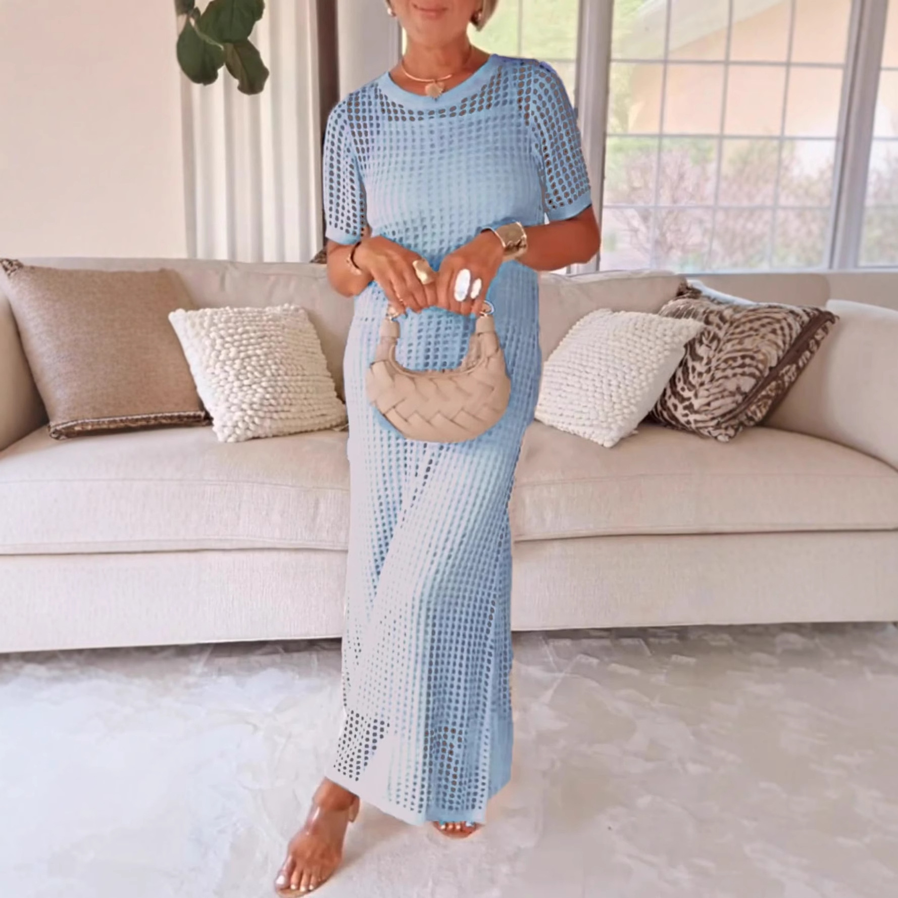 Women's Two-Piece Cami Dress and Sheer Mesh Skirt Set