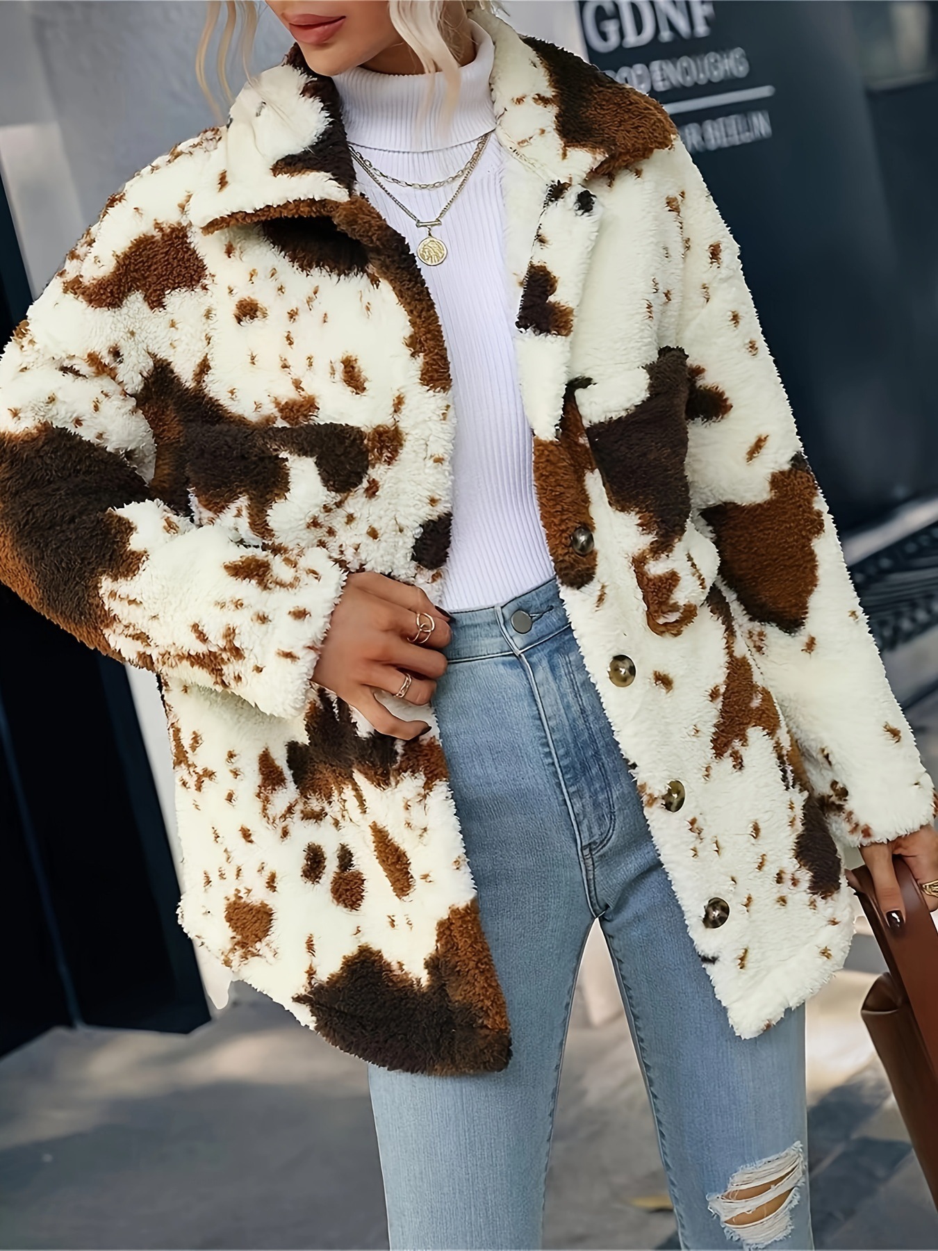 Double-Sided Fleece Cardigan with Pockets Warm Coat