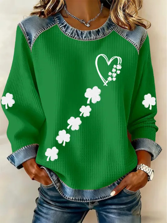 Women's Iris Floral Print Crewneck Sweatshirt