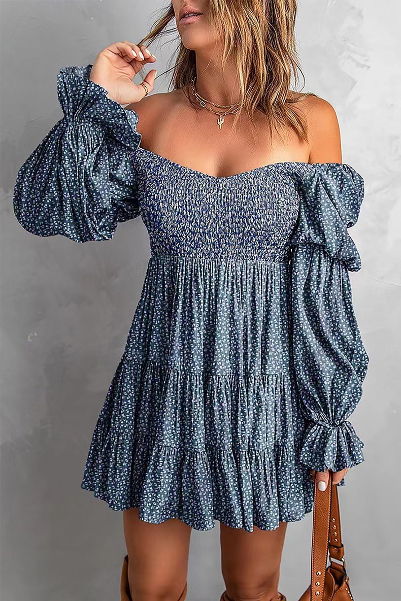 Solid Pleated A-Line Off-Shoulder Midi Dress with Waist