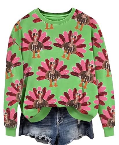 Women's Floral Animal Pumpkin Print Crewneck Sweatshirt