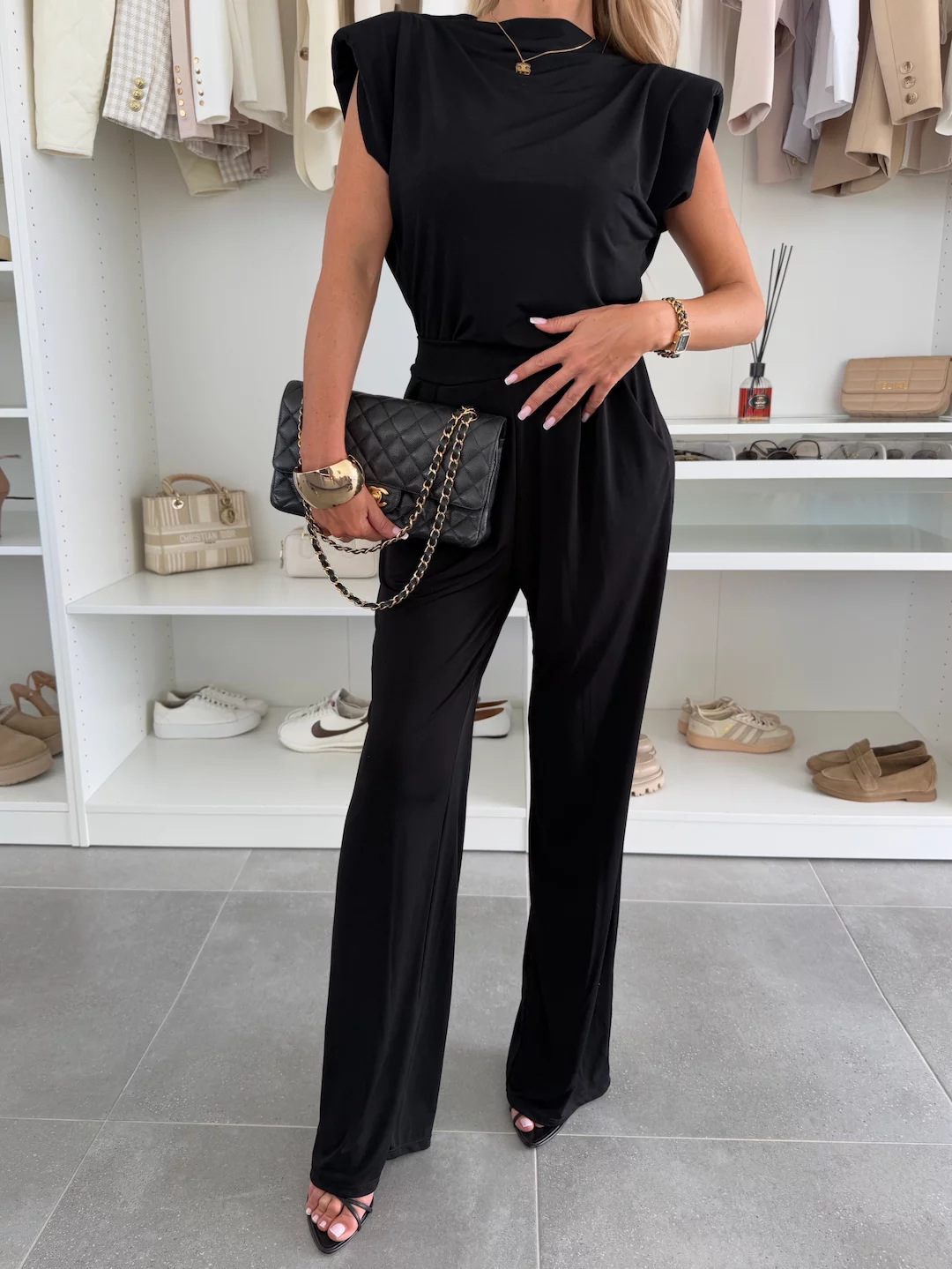 Women's Solid Color Sleeveless Top and Wide-Leg Pants 2-Piece Set
