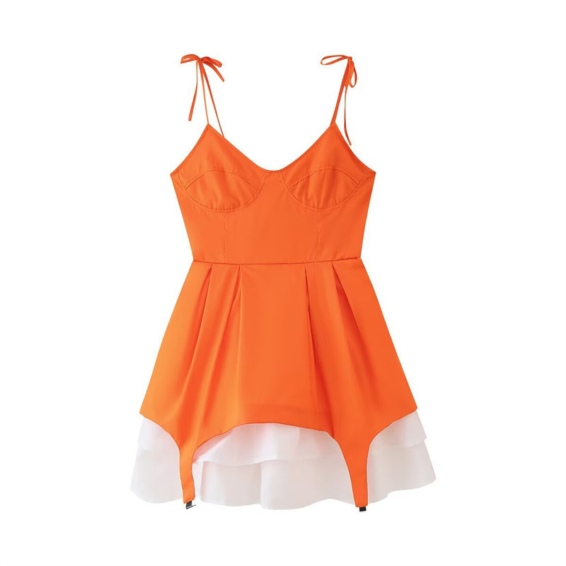 Layered Gold Colorblock Sleeveless A-Line Mini Dress