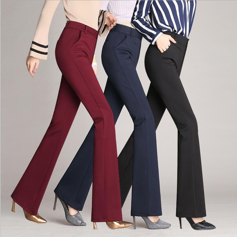 Women's Urban Casual Flared Pants High Waist Polyester Blend