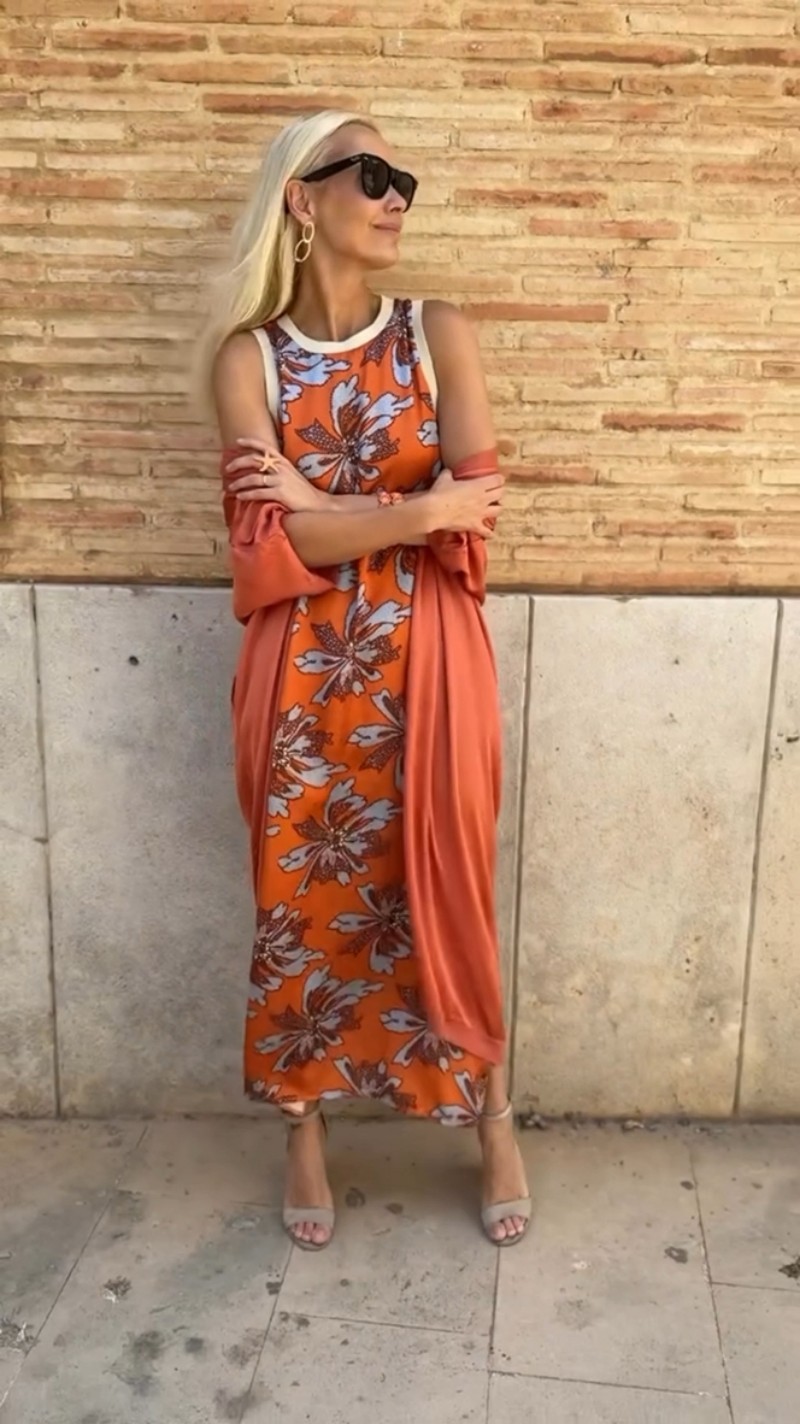 Elegant Two-Piece Midi Dress Set with Cape, Round Neck Tank, A-Line