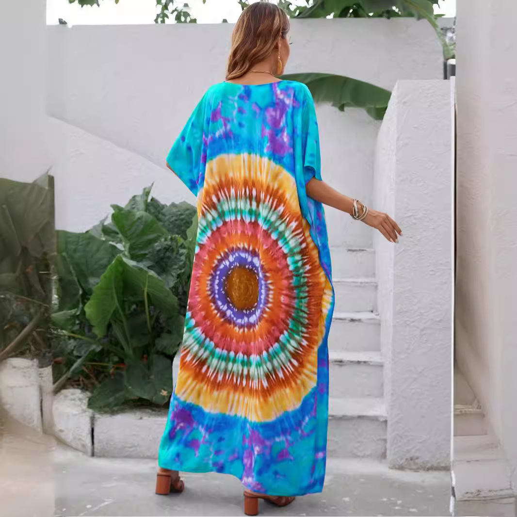 Women's Loose Fit Quick-Dry Printed Beach Cover-Up Long Shirt Sun Protection