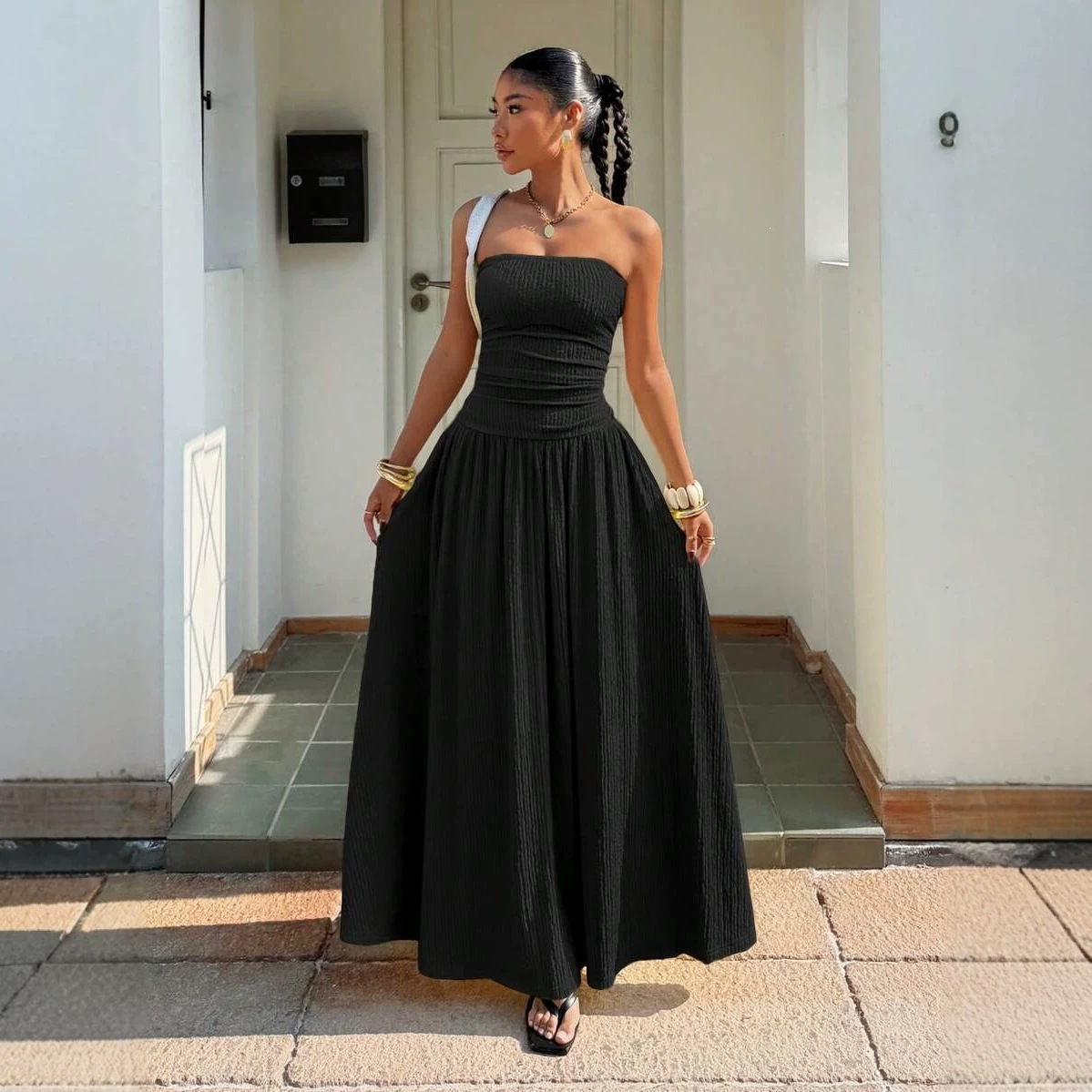 Sleeveless Strapless Bodycon Maxi Dress