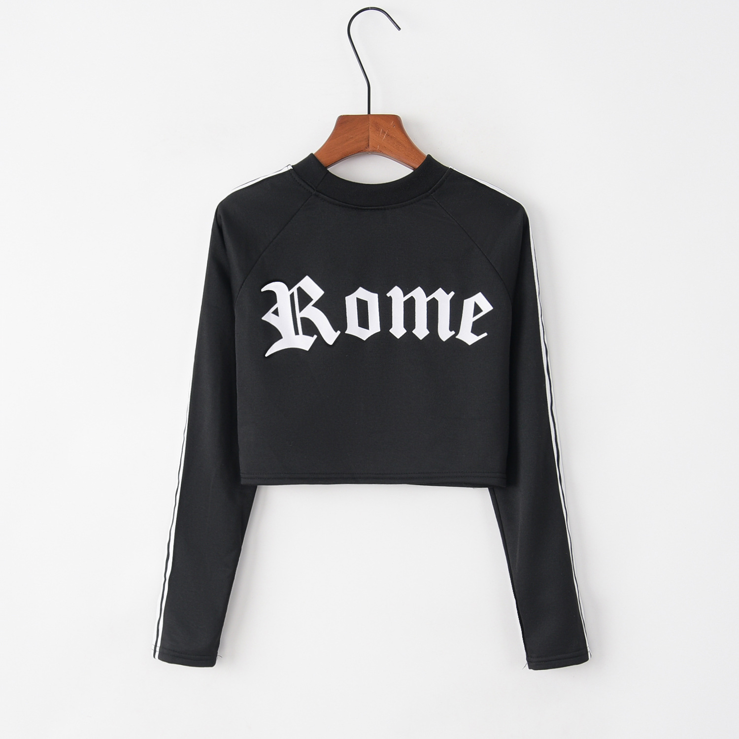 Women's Reversible Half-Turtleneck Cropped Long-Sleeve Sweatshirt